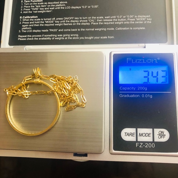 PaperClip chain with pendant/18K Saudi - Picture 3 of 6